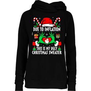 Funny Due To Inflation Ugly Christmas Sweaters For Women Womens Funnel Neck Pullover Hood