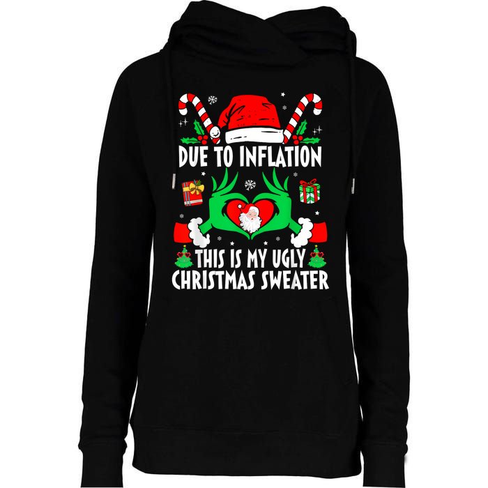 Funny Due To Inflation Ugly Christmas Sweaters For Women Womens Funnel Neck Pullover Hood