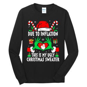 Funny Due To Inflation Ugly Christmas Sweaters For Women Tall Long Sleeve T-Shirt