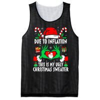 Funny Due To Inflation Ugly Christmas Sweaters For Women Mesh Reversible Basketball Jersey Tank