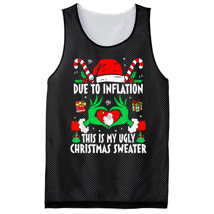 Funny Due To Inflation Ugly Christmas Sweaters For Women Mesh Reversible Basketball Jersey Tank