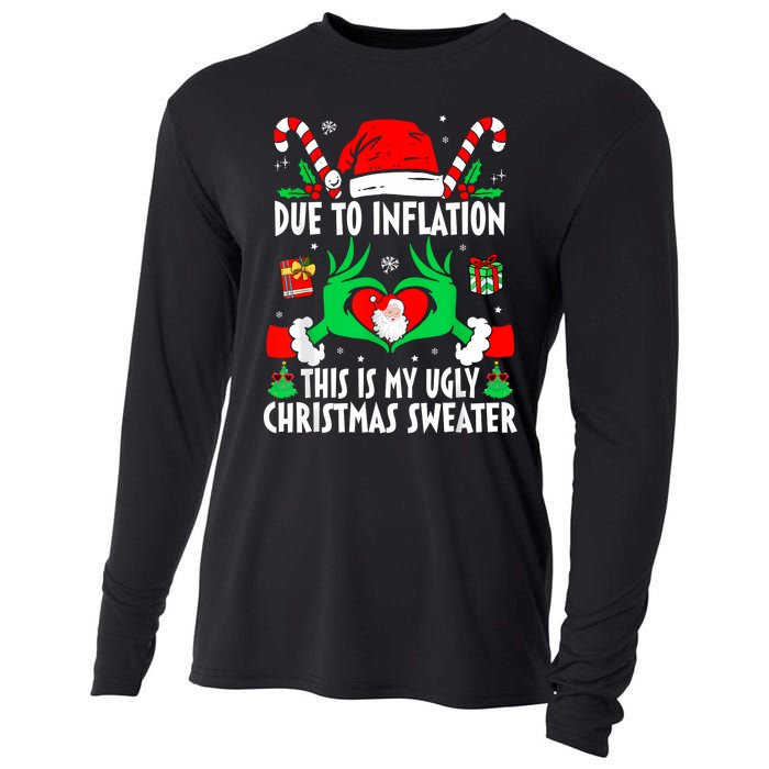 Funny Due To Inflation Ugly Christmas Sweaters For Women Cooling Performance Long Sleeve Crew