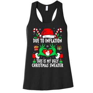 Funny Due To Inflation Ugly Christmas Sweaters For Women Women's Racerback Tank