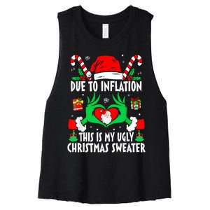 Funny Due To Inflation Ugly Christmas Sweaters For Women Women's Racerback Cropped Tank