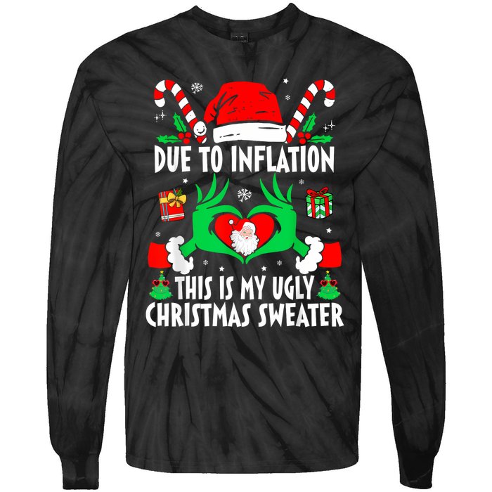 Funny Due To Inflation Ugly Christmas Sweaters For Women Tie-Dye Long Sleeve Shirt