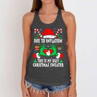 Funny Due To Inflation Ugly Christmas Sweaters For Women Women's Knotted Racerback Tank