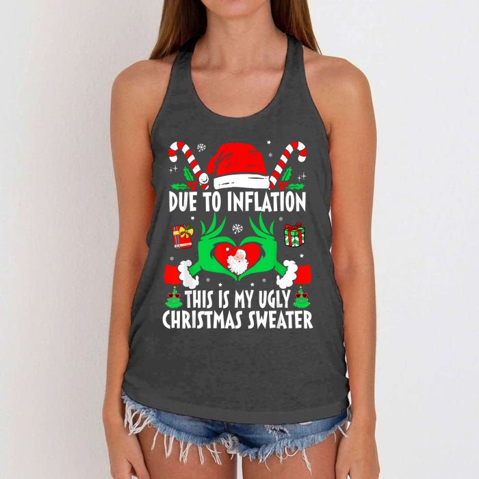 Funny Due To Inflation Ugly Christmas Sweaters For Women Women's Knotted Racerback Tank