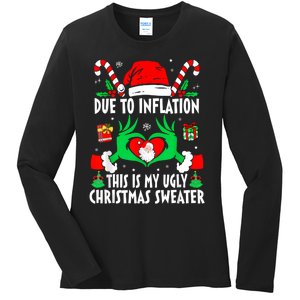 Funny Due To Inflation Ugly Christmas Sweaters For Women Ladies Long Sleeve Shirt