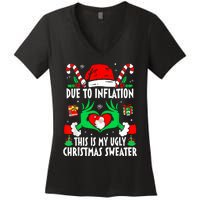 Funny Due To Inflation Ugly Christmas Sweaters For Women Women's V-Neck T-Shirt