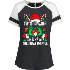 Funny Due To Inflation Ugly Christmas Sweaters For Women Enza Ladies Jersey Colorblock Tee