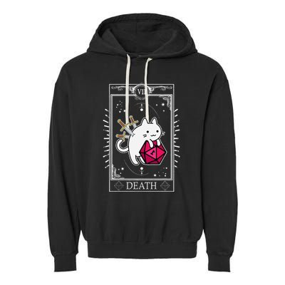 Funny Dungeon Tarot Card Cat Dice D20 Garment-Dyed Fleece Hoodie