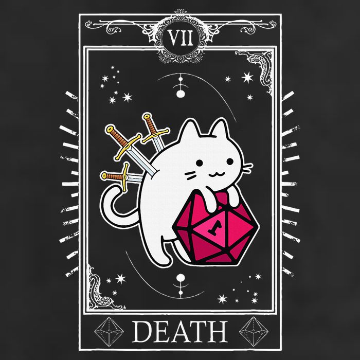 Funny Dungeon Tarot Card Cat Dice D20 Garment-Dyed Fleece Hoodie
