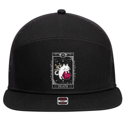 Funny Dungeon Tarot Card Cat Dice D20 7 Panel Mesh Trucker Snapback Hat