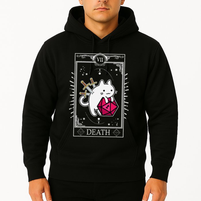 Funny Dungeon Tarot Card Cat Dice D20 Hoodie
