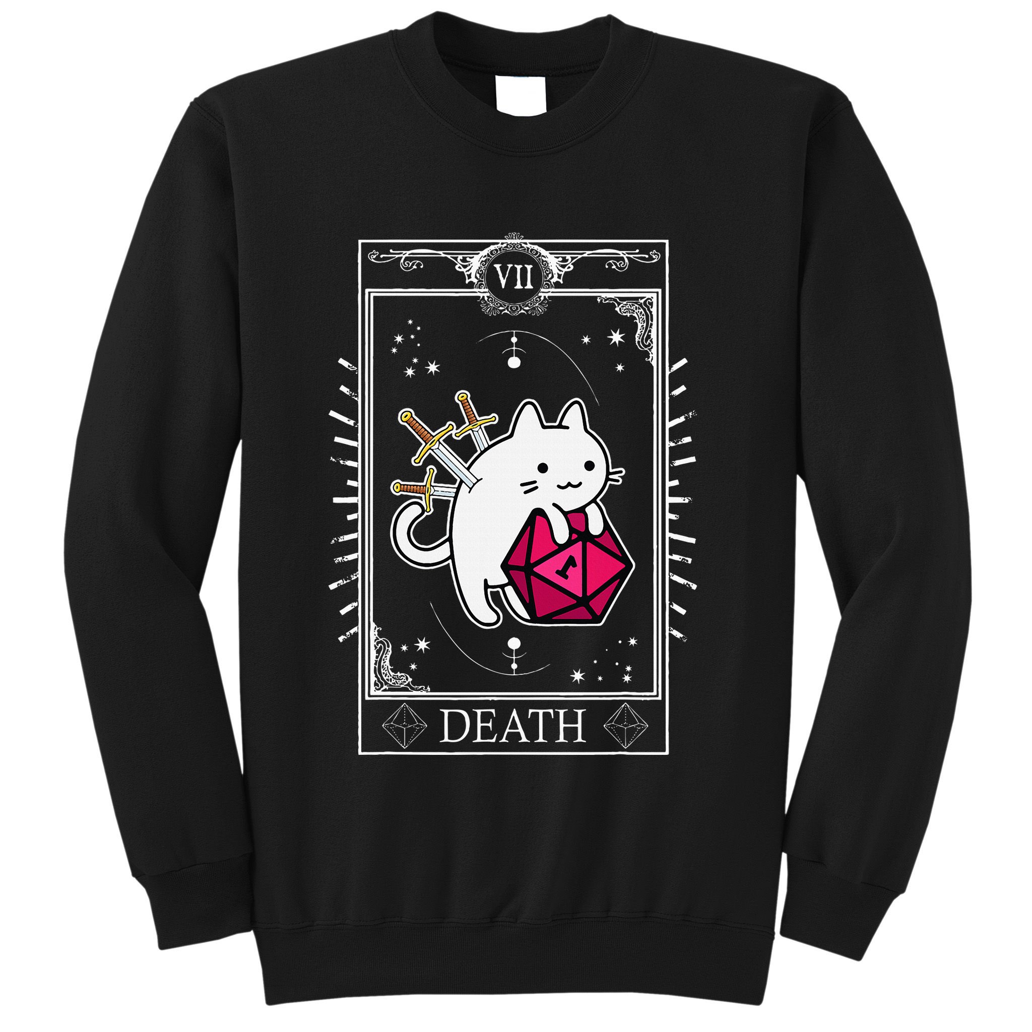 Funny Dungeon Tarot Card Cat Dice D20 Sweatshirt