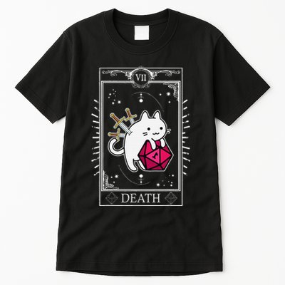Funny Dungeon Tarot Card Cat Dice D20 Tall T-Shirt