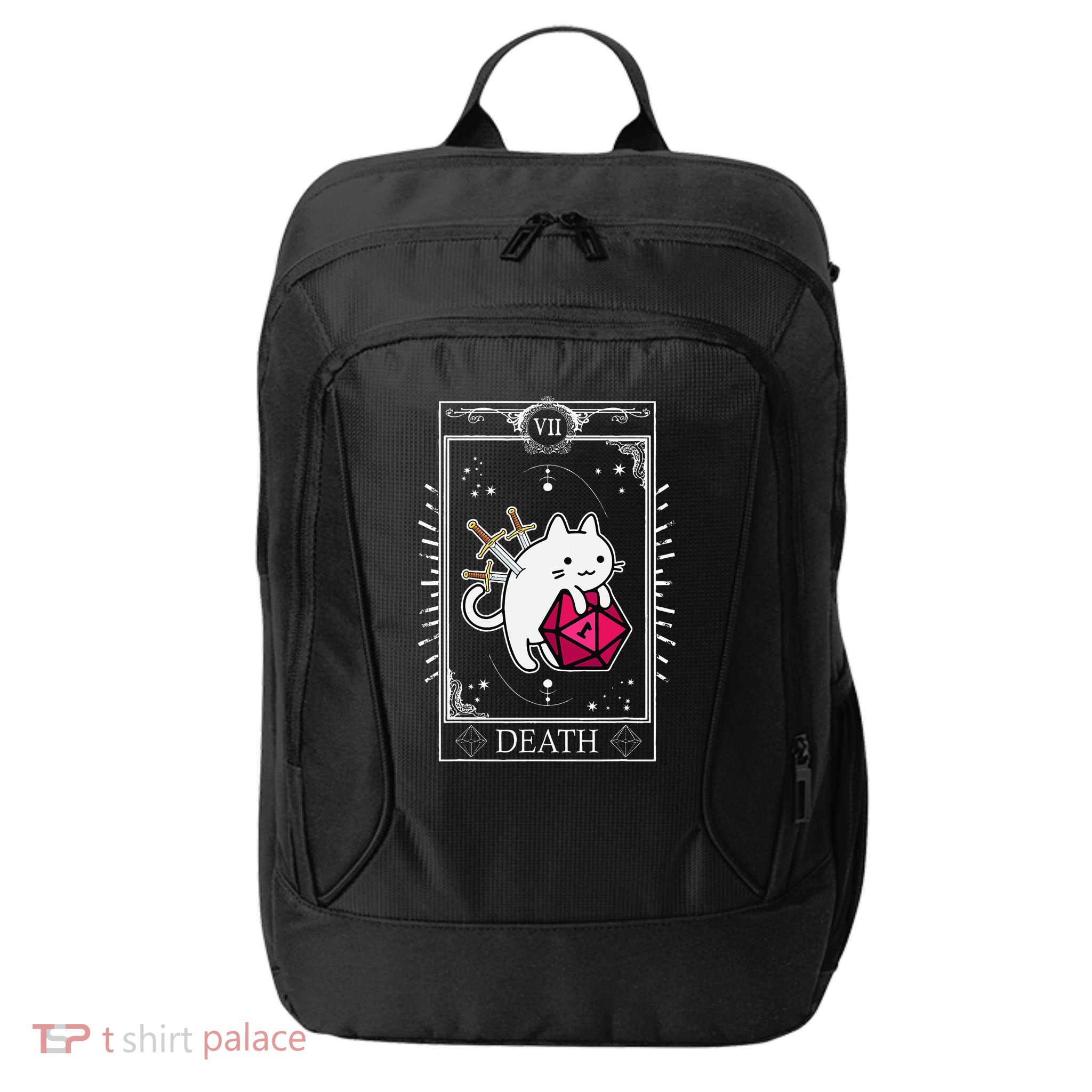 Funny Dungeon Tarot Card Cat Dice D20 City Backpack