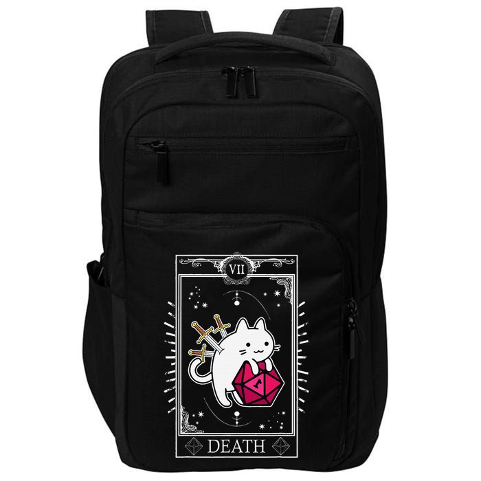Funny Dungeon Tarot Card Cat Dice D20 Impact Tech Backpack