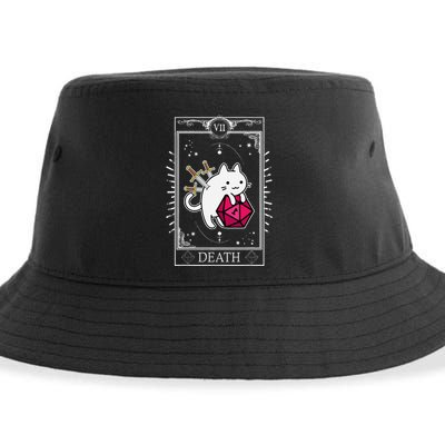 Funny Dungeon Tarot Card Cat Dice D20 Sustainable Bucket Hat