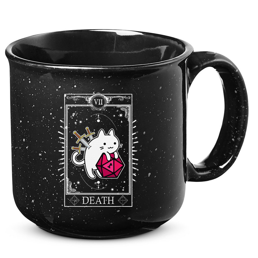 Funny Dungeon Tarot Card Cat Dice D20 15oz Campfire Ceramic Mug