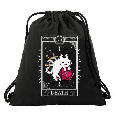 Funny Dungeon Tarot Card Cat Dice D20 Drawstring Bag
