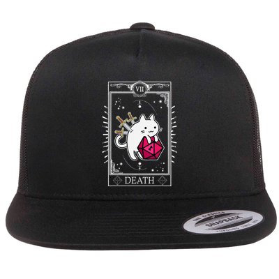 Funny Dungeon Tarot Card Cat Dice D20 Flat Bill Trucker Hat