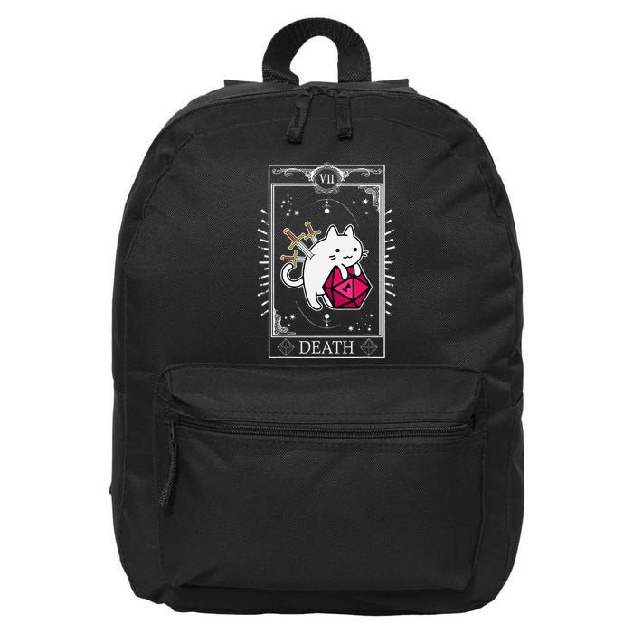 Funny Dungeon Tarot Card Cat Dice D20 16 in Basic Backpack