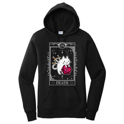 Funny Dungeon Tarot Card Cat Dice D20 Women's Pullover Hoodie