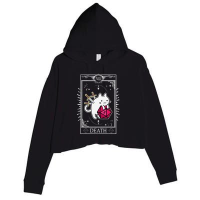 Funny Dungeon Tarot Card Cat Dice D20 Crop Fleece Hoodie