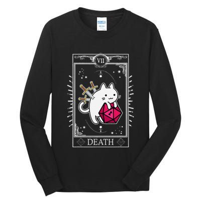 Funny Dungeon Tarot Card Cat Dice D20 Tall Long Sleeve T-Shirt