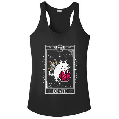 Funny Dungeon Tarot Card Cat Dice D20 Ladies PosiCharge Competitor Racerback Tank