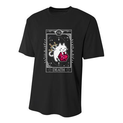Funny Dungeon Tarot Card Cat Dice D20 Youth Performance Sprint T-Shirt