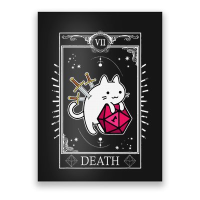 Funny Dungeon Tarot Card Cat Dice D20 Poster