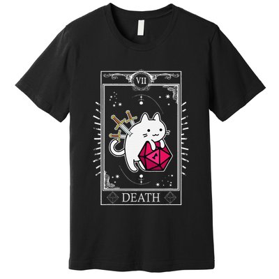 Funny Dungeon Tarot Card Cat Dice D20 Premium T-Shirt