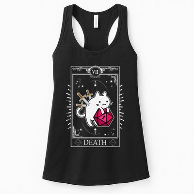 Funny Dungeon Tarot Card Cat Dice D20 Womens Tank Top