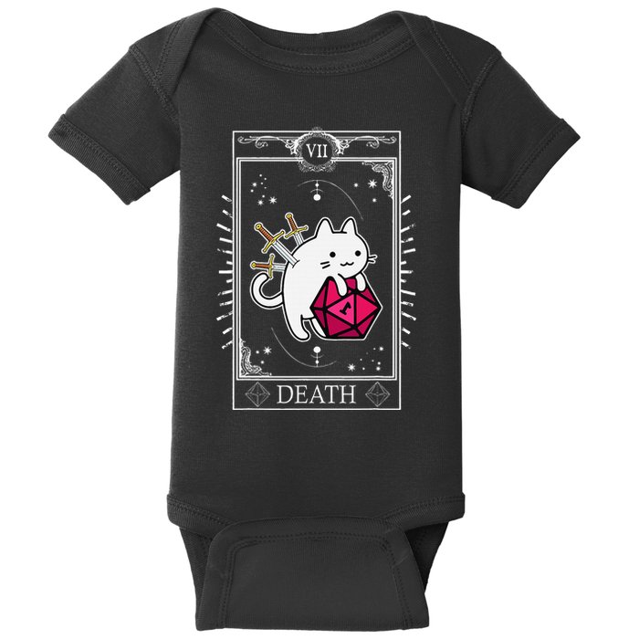 Funny Dungeon Tarot Card Cat Dice D20 Baby Bodysuit