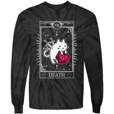 Funny Dungeon Tarot Card Cat Dice D20 Tie-Dye Long Sleeve Shirt