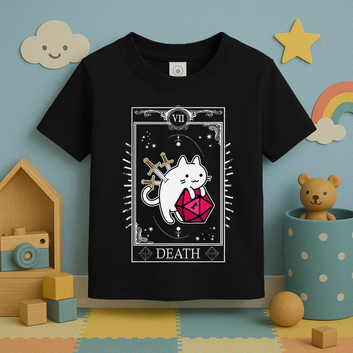 Funny Dungeon Tarot Card Cat Dice D20 Toddler T-Shirt