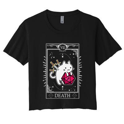 Funny Dungeon Tarot Card Cat Dice D20 Crop Top