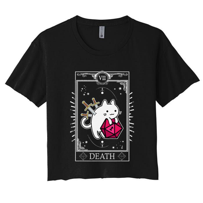 Funny Dungeon Tarot Card Cat Dice D20 Crop Top