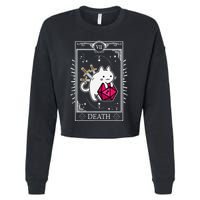 Funny Dungeon Tarot Card Cat Dice D20 Cropped Pullover Crew
