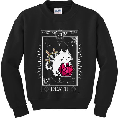 Funny Dungeon Tarot Card Cat Dice D20 Kids Sweatshirt