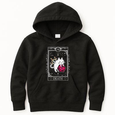 Funny Dungeon Tarot Card Cat Dice D20 Kids Hoodie