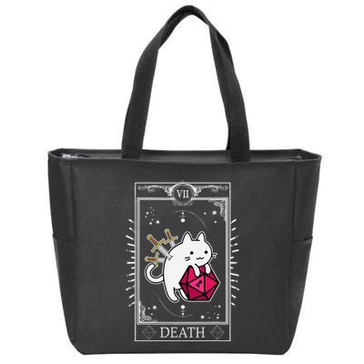 Funny Dungeon Tarot Card Cat Dice D20 Zip Tote Bag