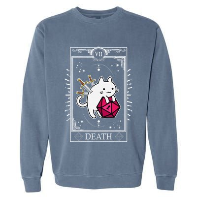 Funny Dungeon Tarot Card Cat Dice D20 Garment-Dyed Sweatshirt