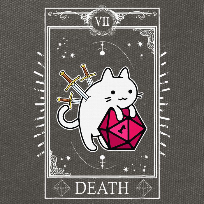 Funny Dungeon Tarot Card Cat Dice D20 Cotton Canvas Backpack