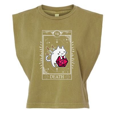 Funny Dungeon Tarot Card Cat Dice D20 Garment-Dyed Women's Muscle Tee