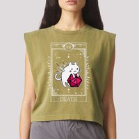 Funny Dungeon Tarot Card Cat Dice D20 Garment-Dyed Women's Muscle Tee