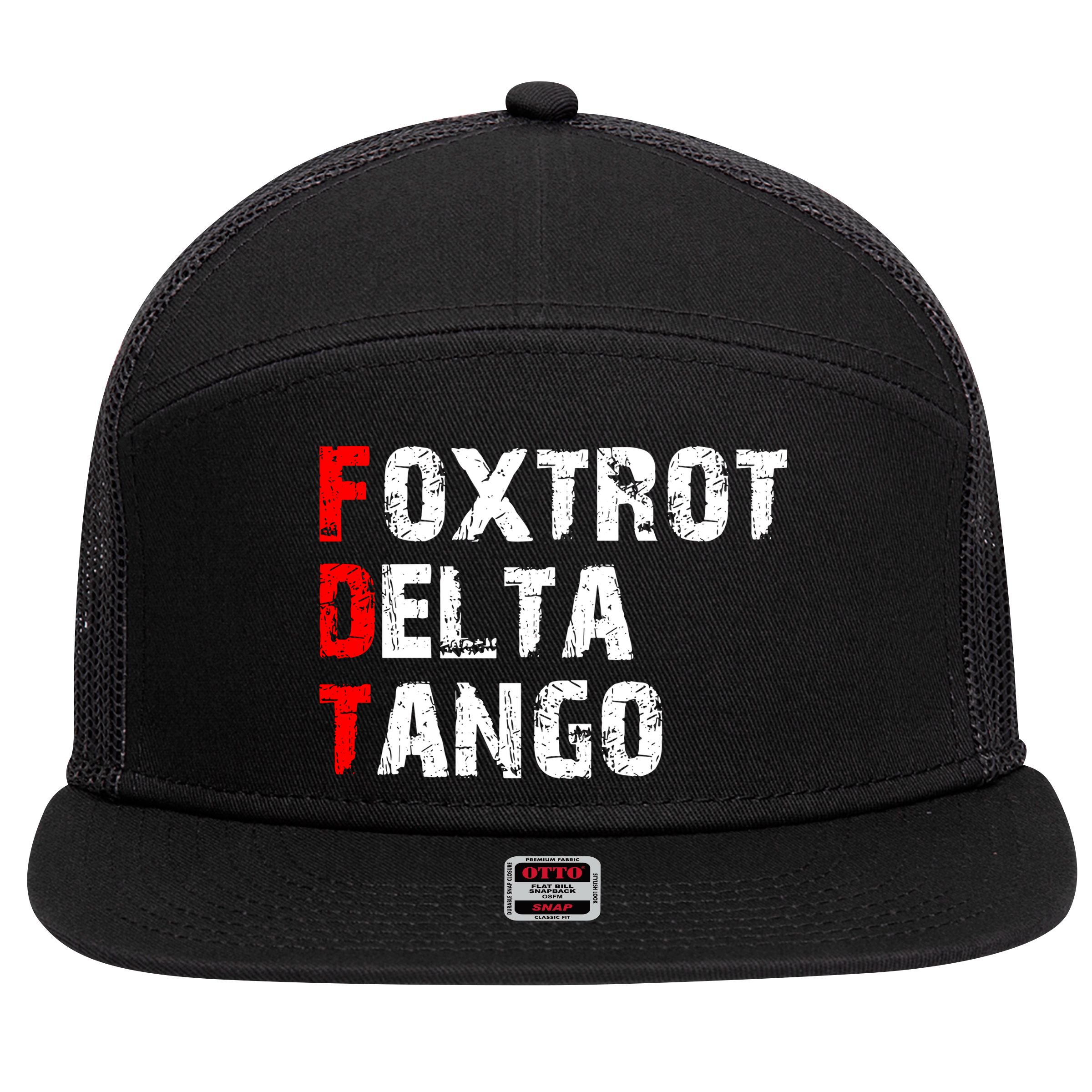 Foxtrot Delta Tango 7 Panel Mesh Trucker Snapback Hat