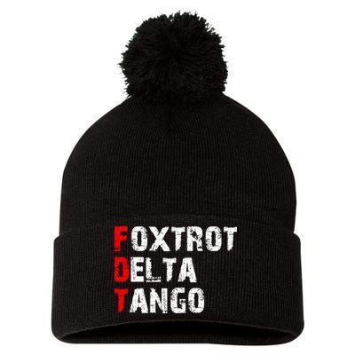 Foxtrot Delta Tango Pom Pom 12in Knit Beanie